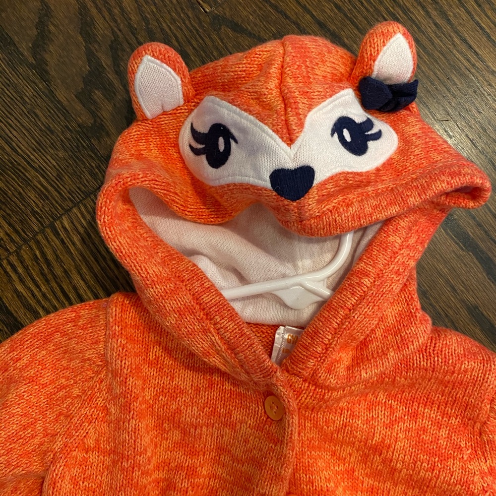 Gymboree Fox hooded sweater 12-18 months Gymboree Fall orange fairy tale forest - Picture 3 of 6